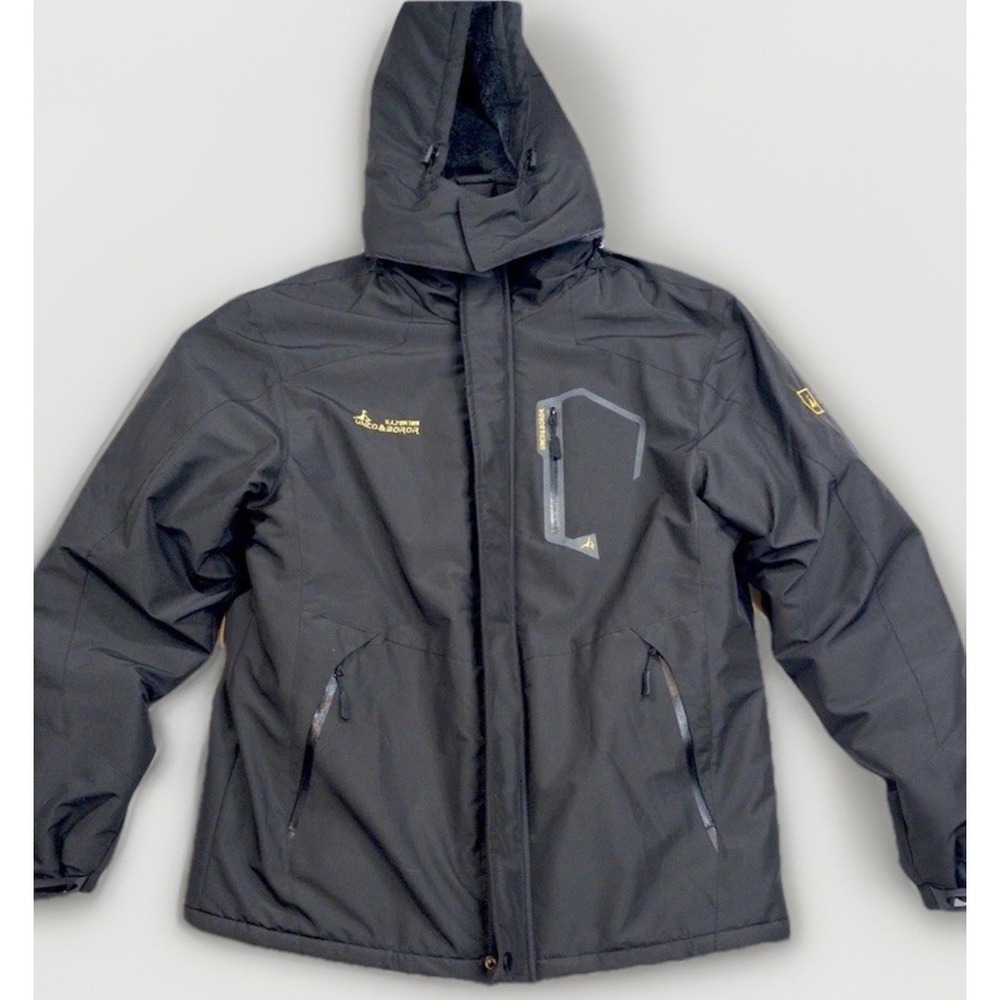 Unco & Boror Hooded Jacket Mens XL Black Waterproof Fleece Lined V.A.Tor 189